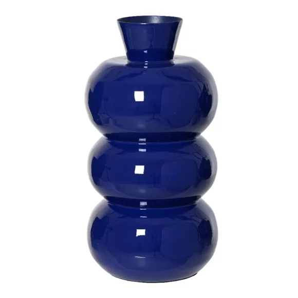 Eminza Vase En Métal émaillé Fait Main (H33 Cm) Serena Bleu Roi Brillant
