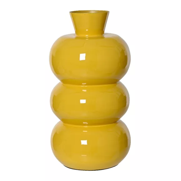 Eminza Vase En Métal émaillé Fait Main (H33 Cm) Serena Jaune Brillant