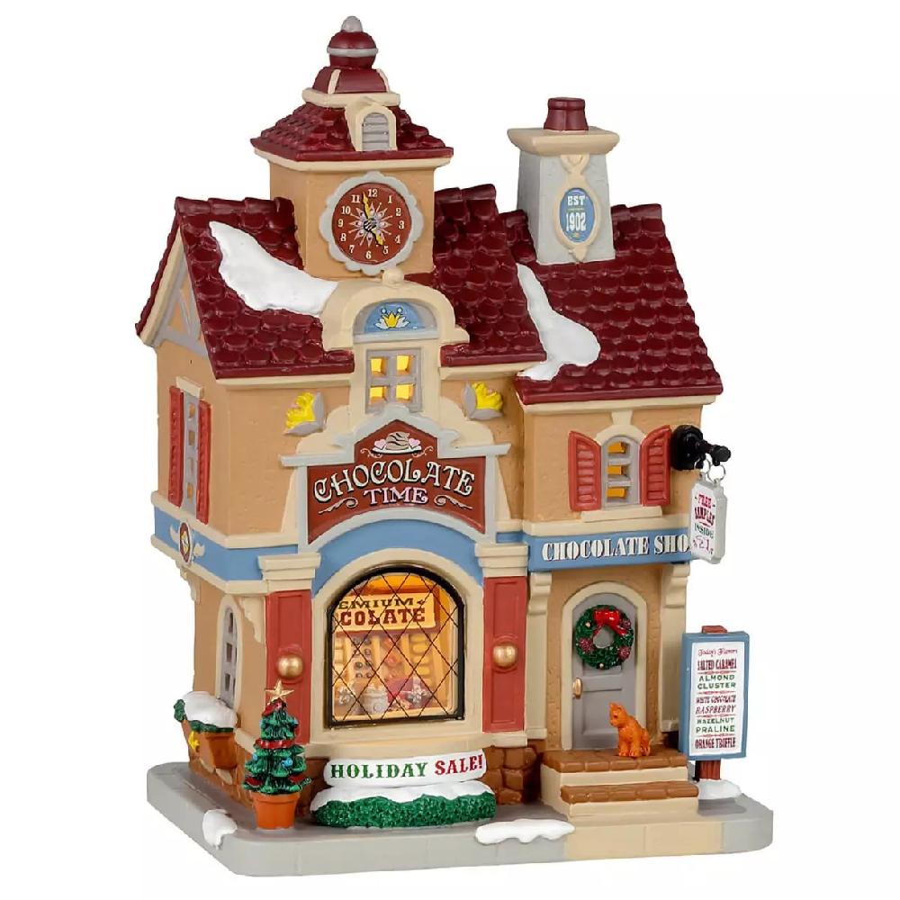 eminza Village de Noël Lemax à piles lumineux Boutique de chocolat