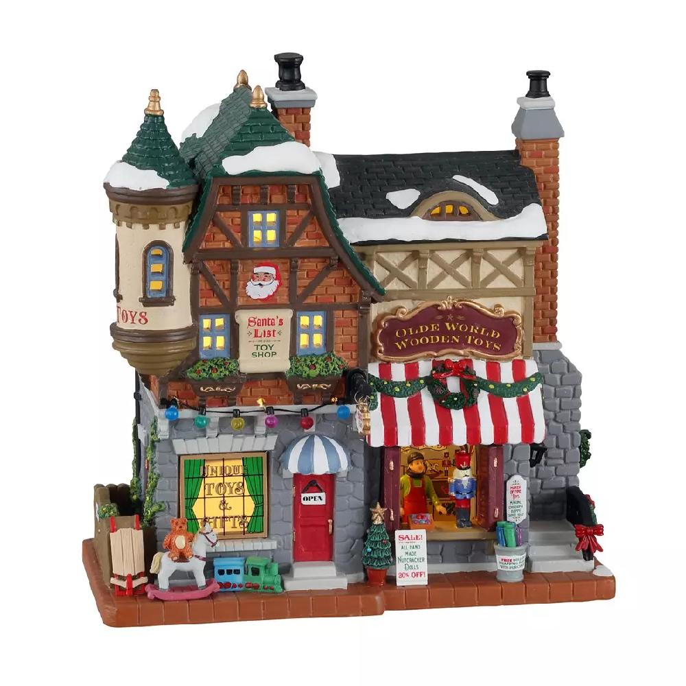 eminza Village de Noël Lemax à piles lumineux Boutique de jouet La liste du Père Noël