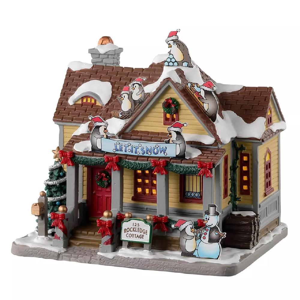 eminza Village de Noël Lemax à piles lumineux Chalet Rockledge