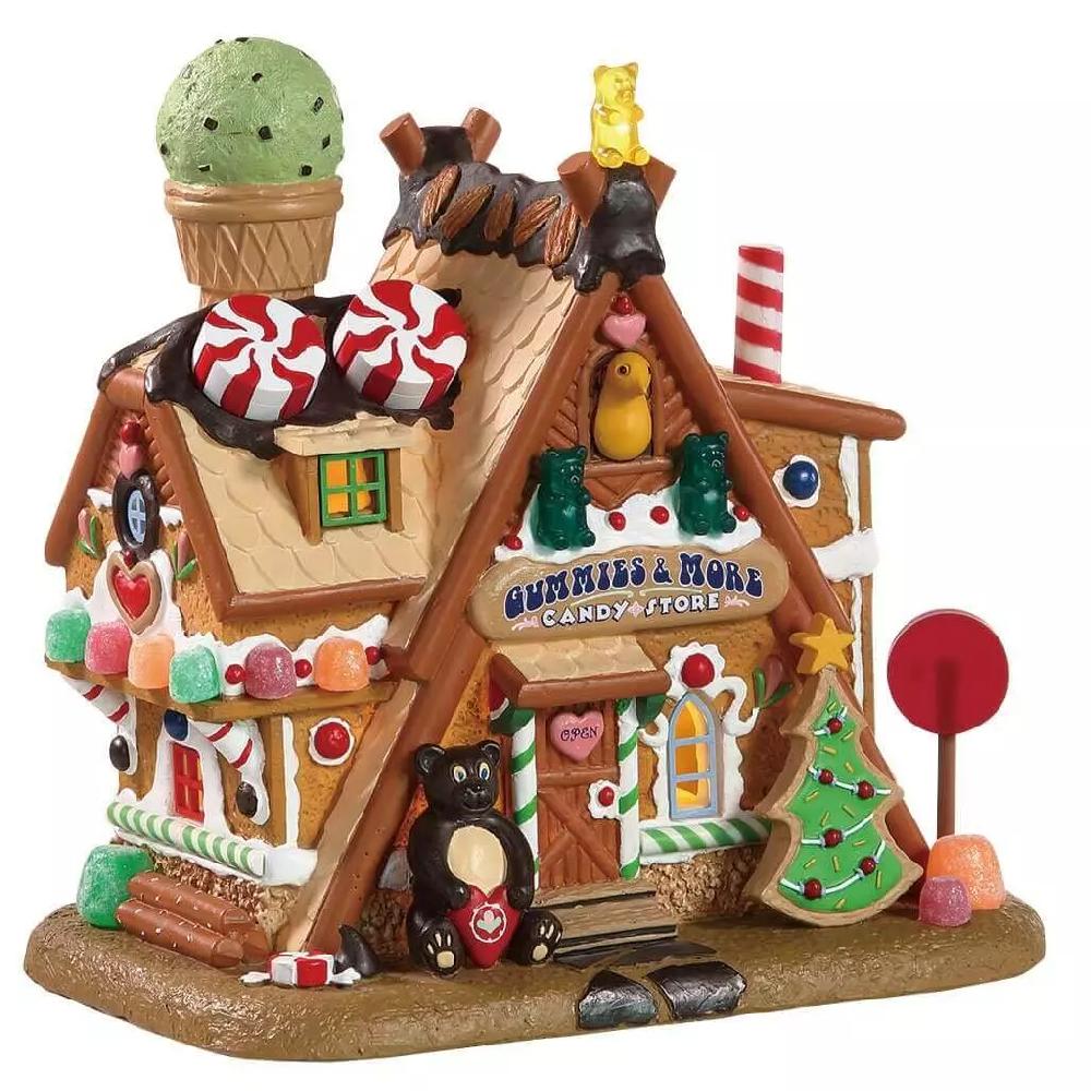 eminza Village de Noël Lemax à piles lumineux Confiserie
