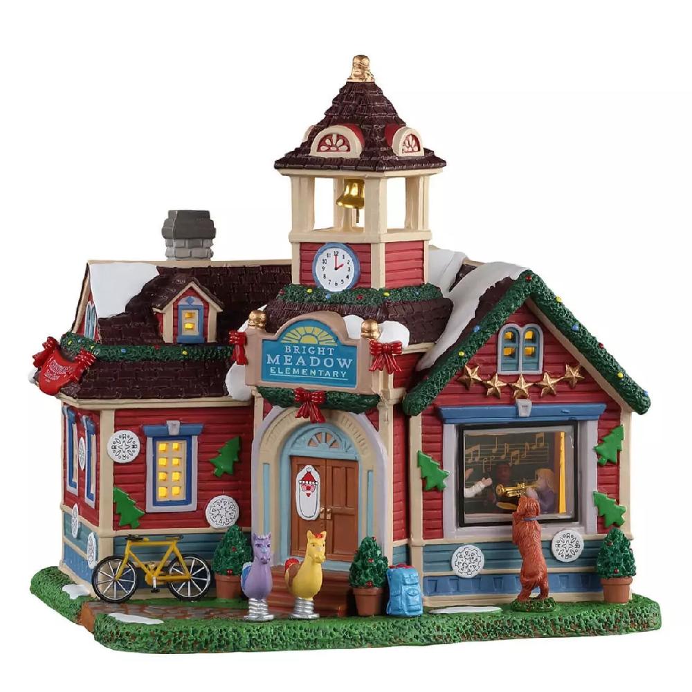 eminza Village de Noël Lemax à piles lumineux Ecole primaire de Bright Meadow