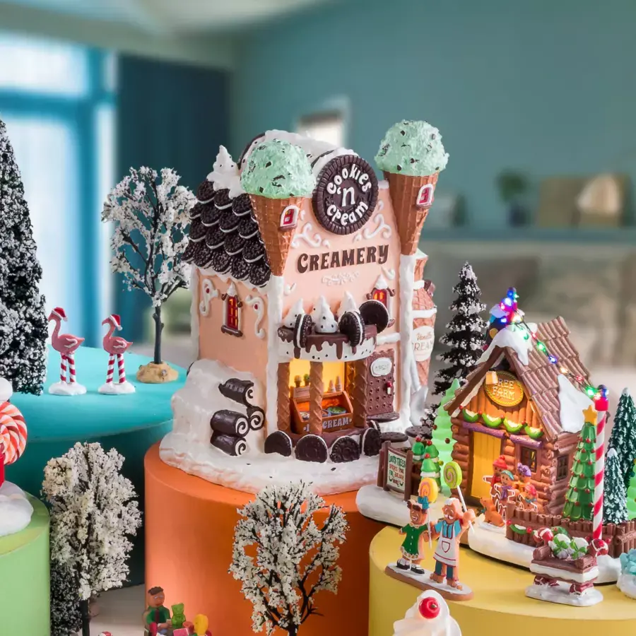 Eminza Village De Noël Lemax à Piles Lumineux Glacier Cookies N' Cream