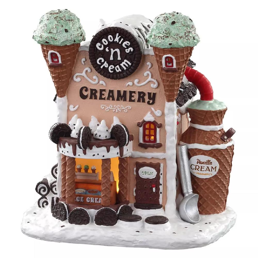 eminza Village de Noël Lemax à piles lumineux Glacier Cookies n' cream