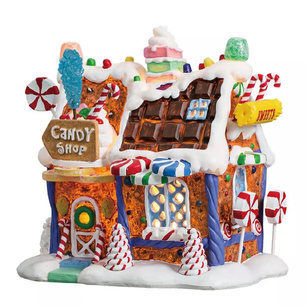 eminza Village de Noël Lemax à piles lumineux Magasin de bonbons