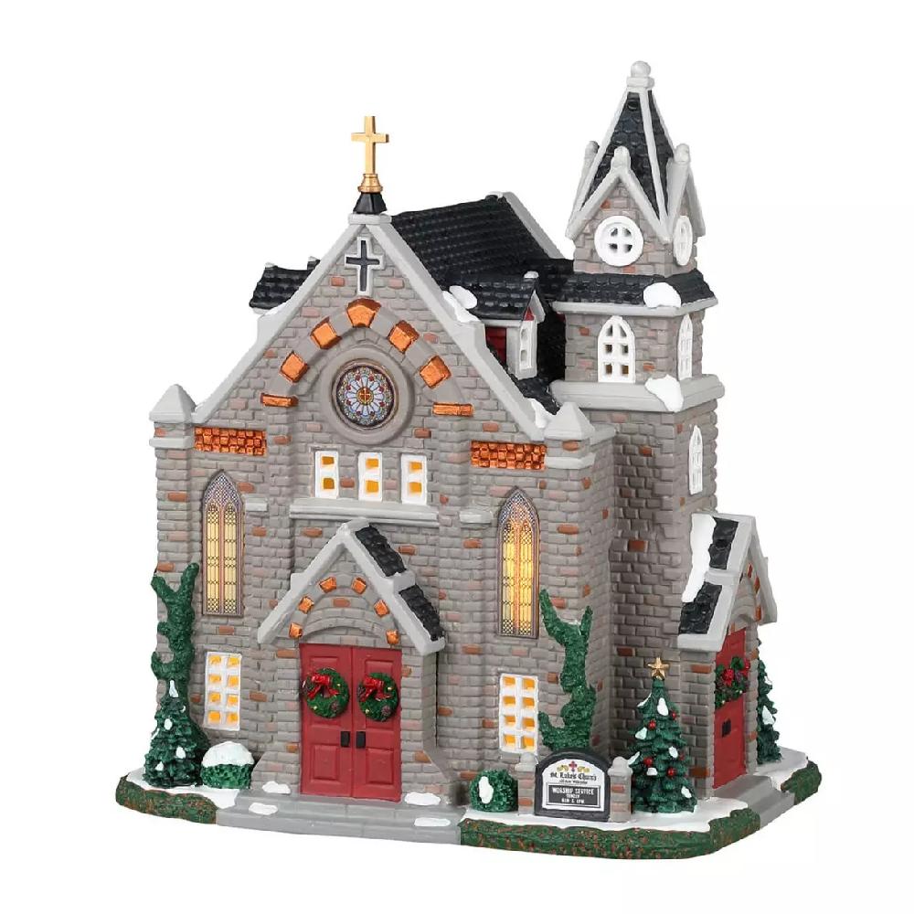 eminza Village de Noël Lemax lumineux Eglise St Luke