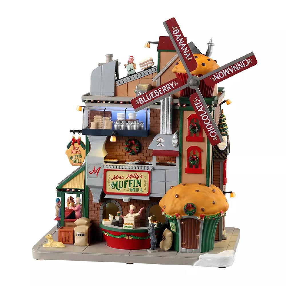 eminza Village de Noël Lemax lumineux musical et animé Le moulin à muffins de Miss Milly