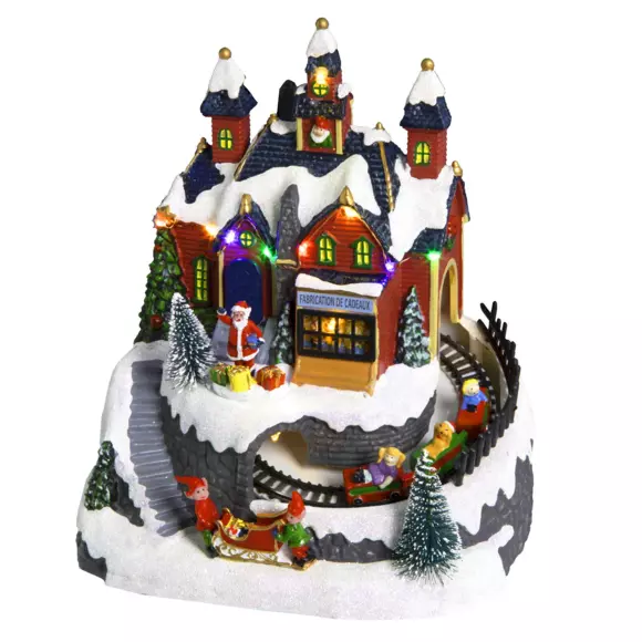 Eminza Village De Noël Lumineux à Piles Atelier Et Train De Noël Lumineux Et Musical