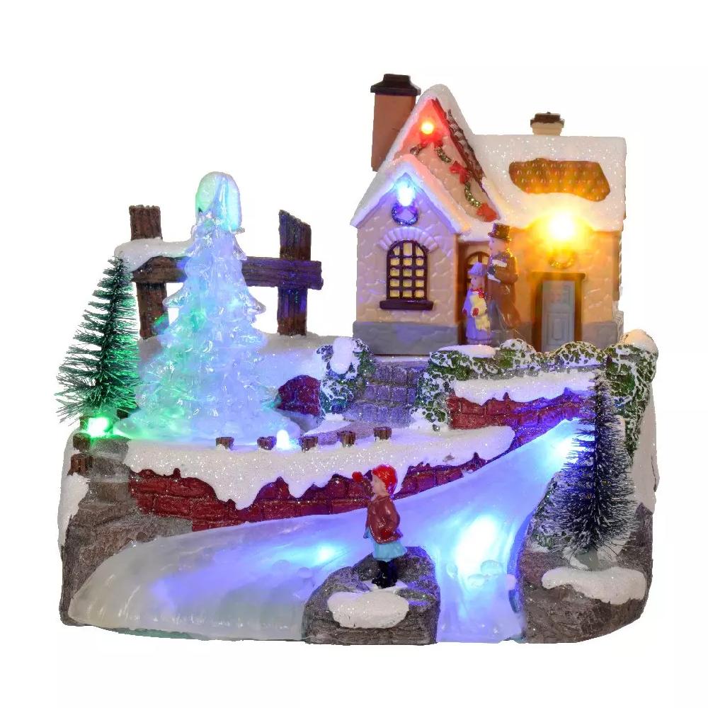 eminza Village de Noël lumineux à piles Soirée d'hiver