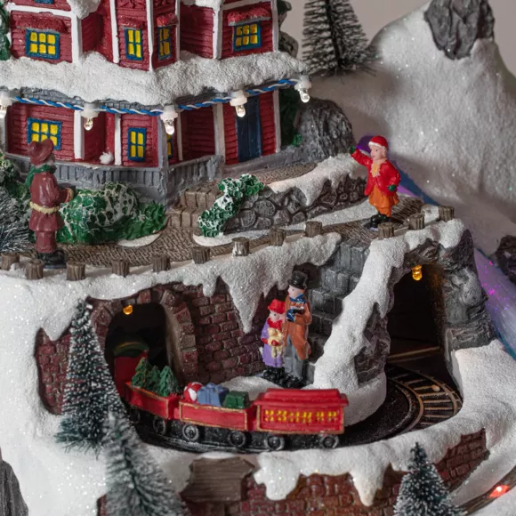 Eminza Village De Noël Lumineux Et Musical à Piles Glaçons Colorés Et Illuminés