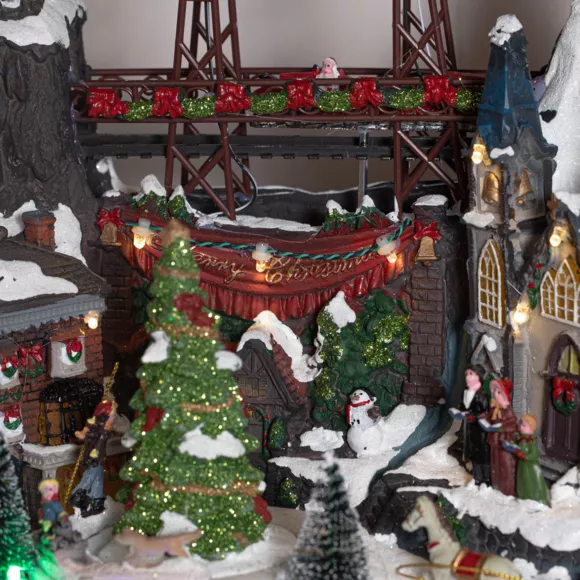 Eminza Village De Noël Lumineux Et Musical à Piles Glaçons Colorés Et Illuminés