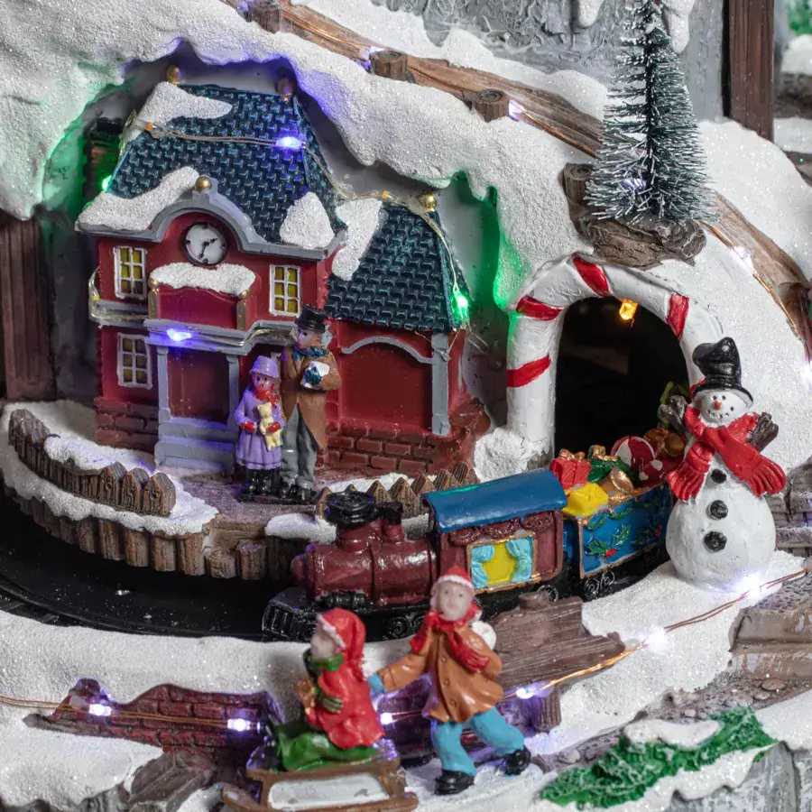 Eminza Village De Noël Lumineux Et Musical à Piles Glaçons Colorés Et Illuminés