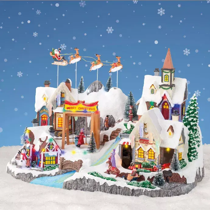 eminza Village de Noël lumineux et musical Nuit de Noël