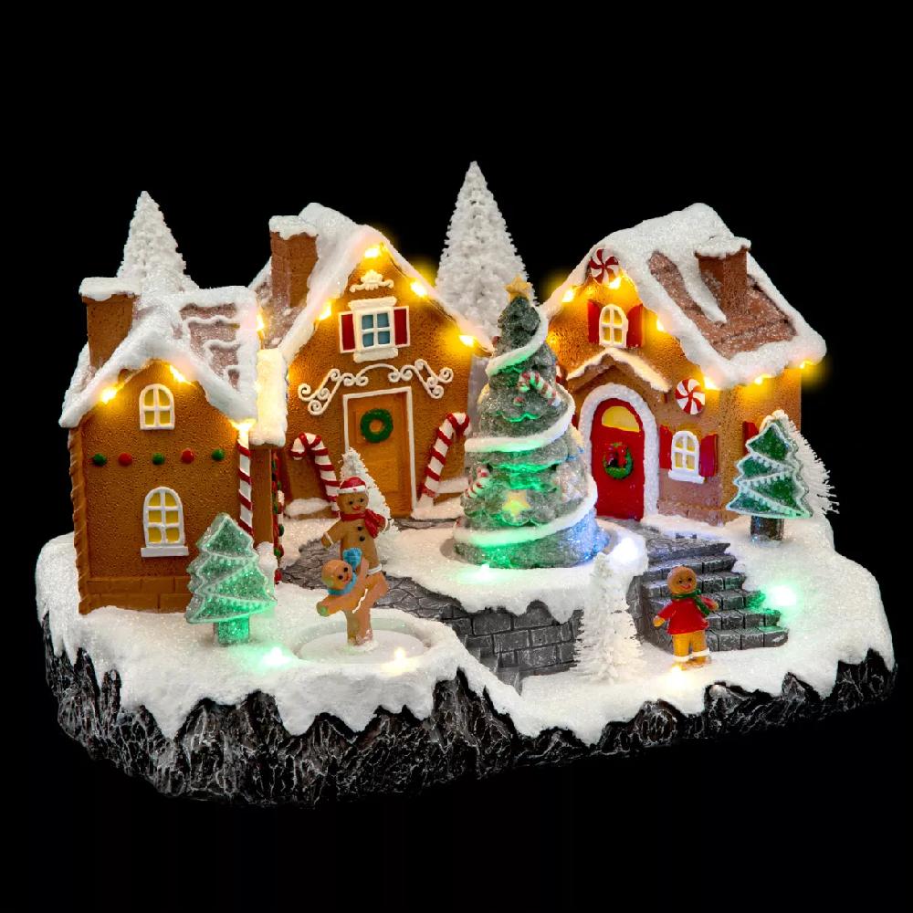 eminza Village de Noël lumineux et musical Pain d'épice Gourmand