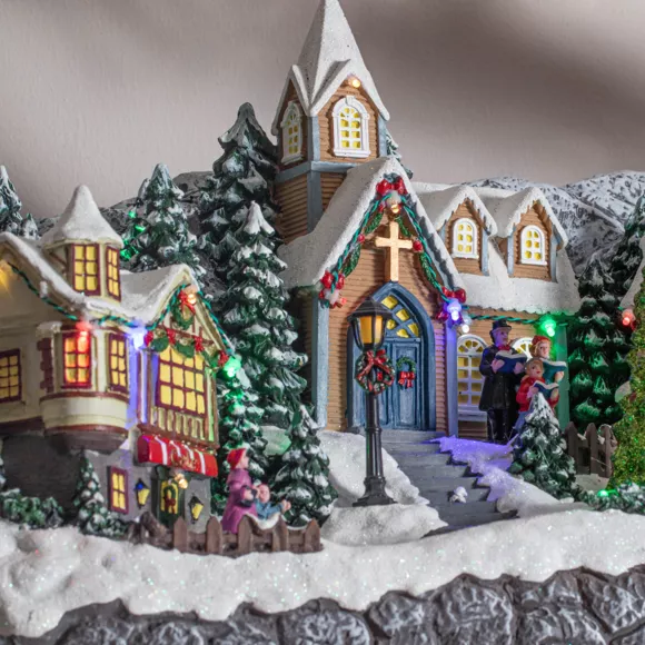 Eminza Village De Noël Lumineux Et Musical Traineau Du Père Noël