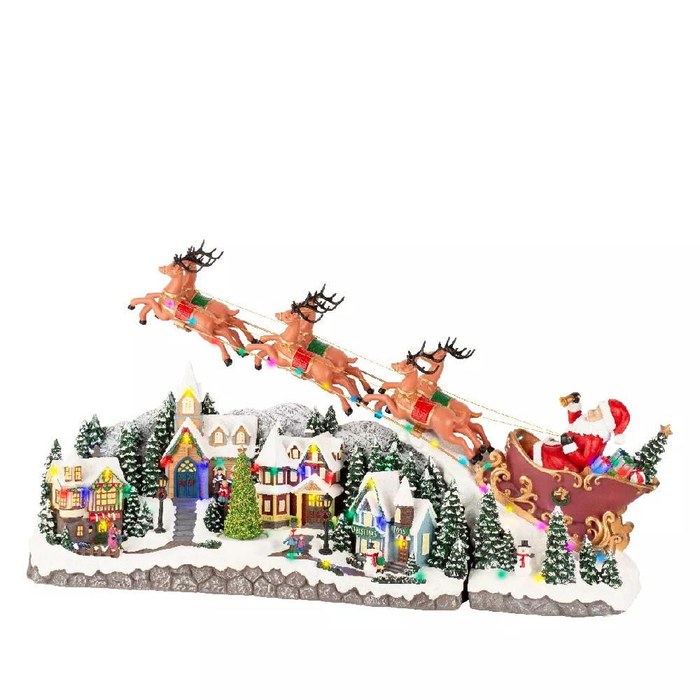 eminza Village de Noël lumineux et musical Traineau du Père Noël