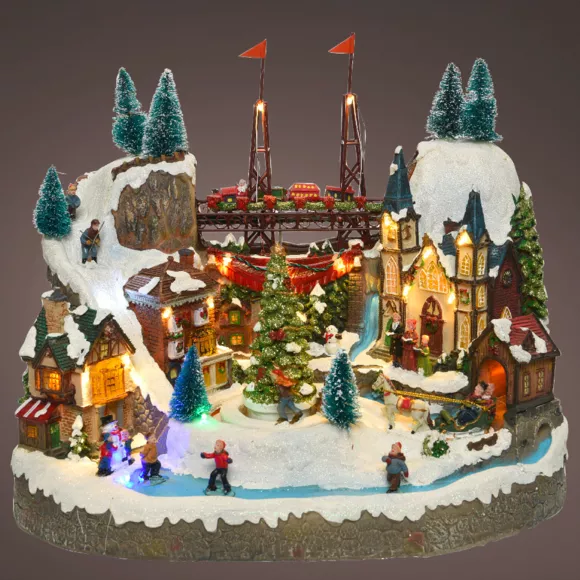 Eminza Village De Noël Lumineux Et Musical Ville Festive Et Chemin De Fer