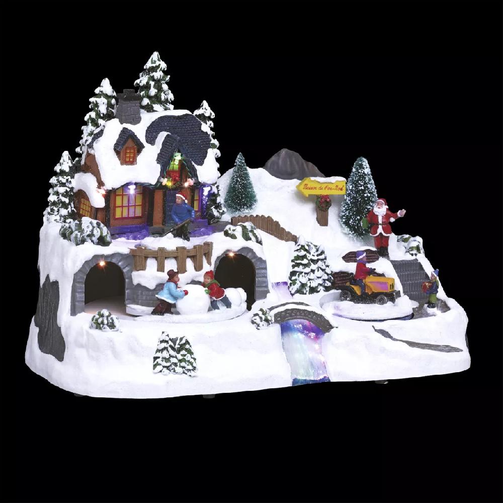 eminza Village de Noël lumineux Maison du Père Noel