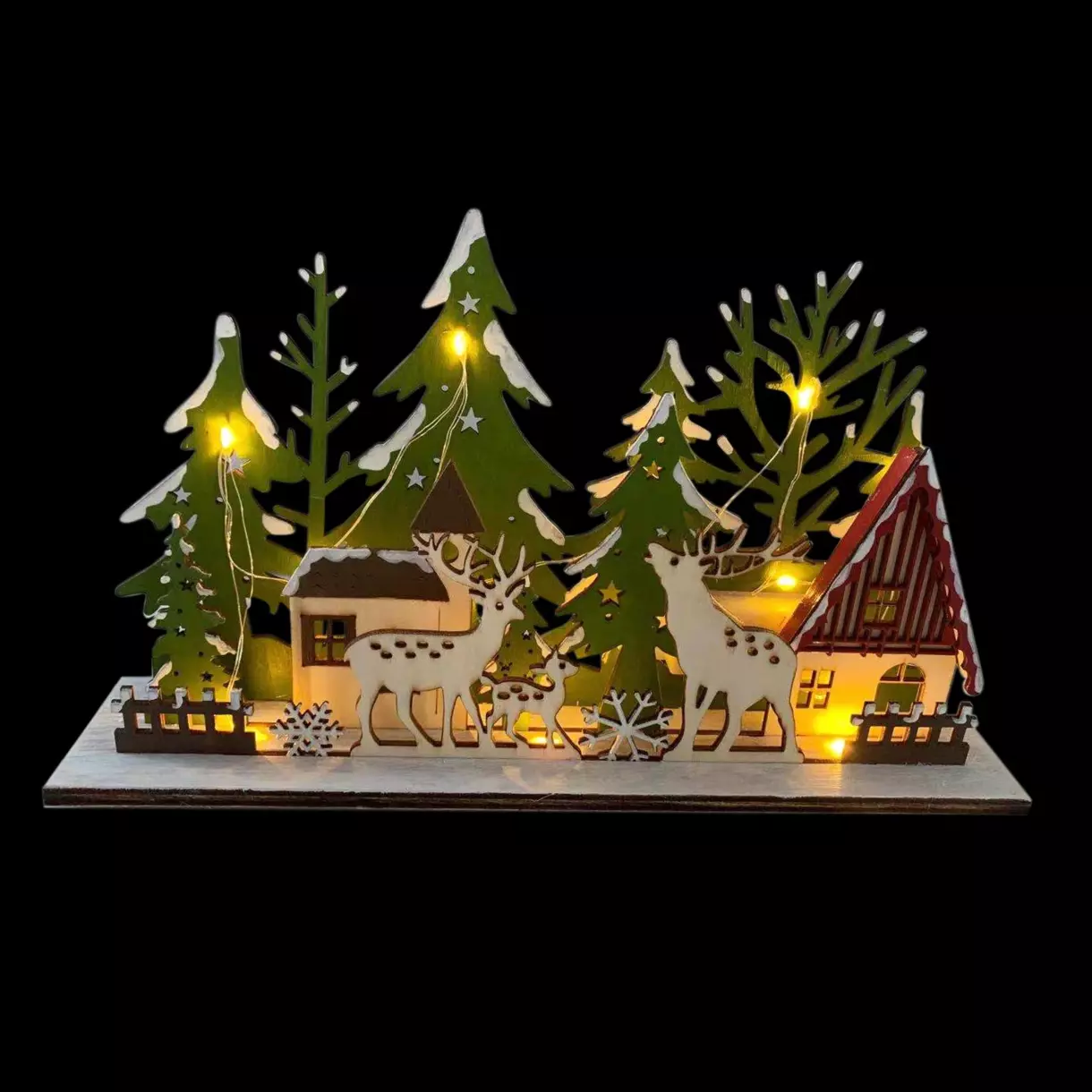eminza Village en Laponie à piles lumineux 13 LED (H17 cm) Blanc chaud
