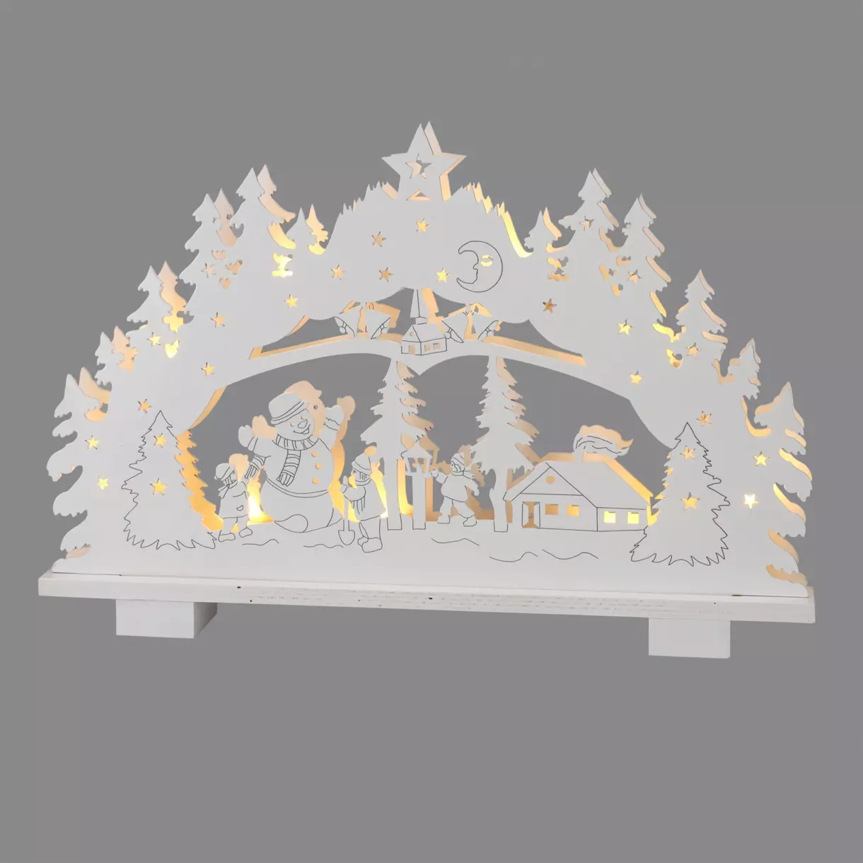 eminza Village lumineux en bois illuminée (39 x H26 cm) Bonheur Blanc chaud