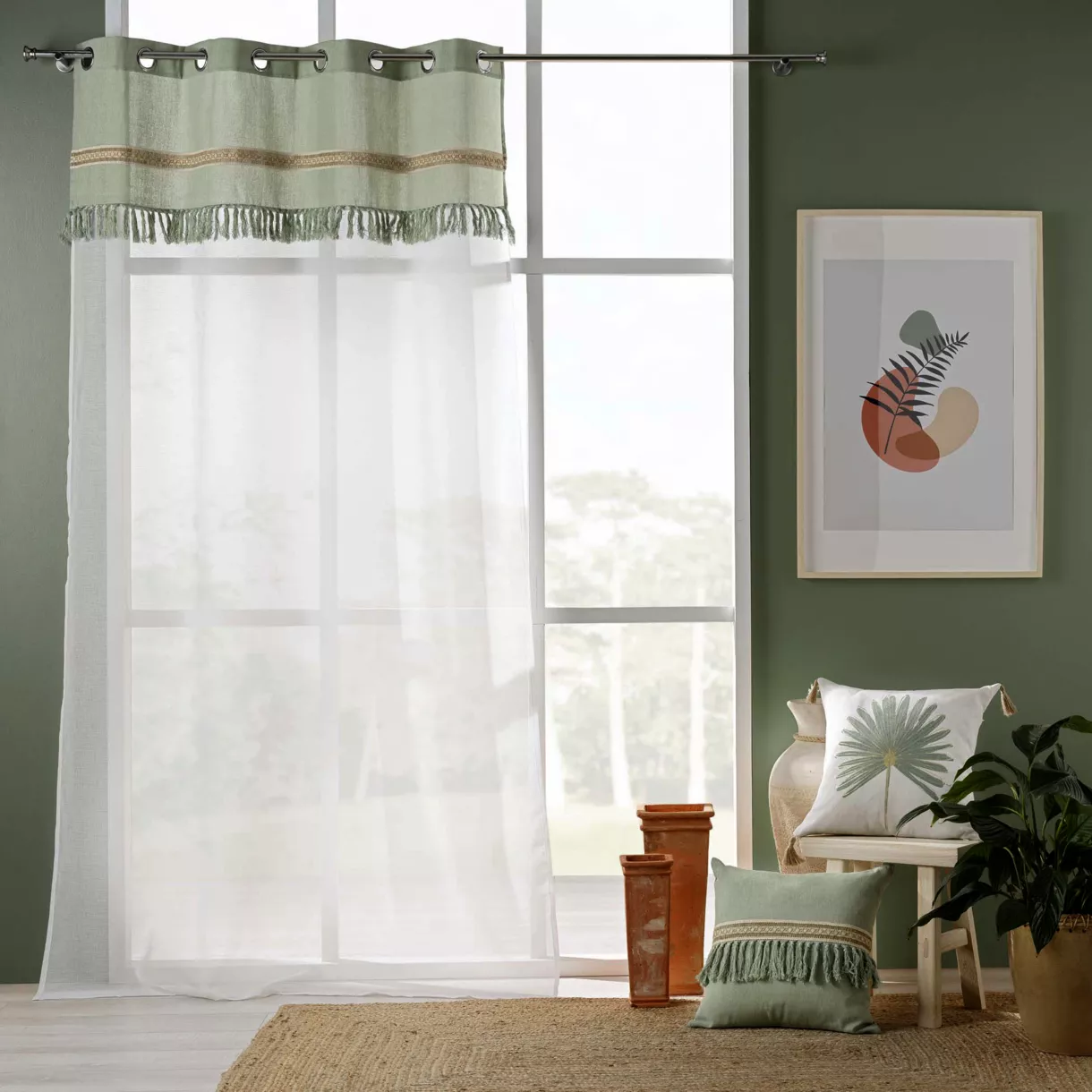 eminza Voilage coton (140 x 240 cm) Janara Vert sauge