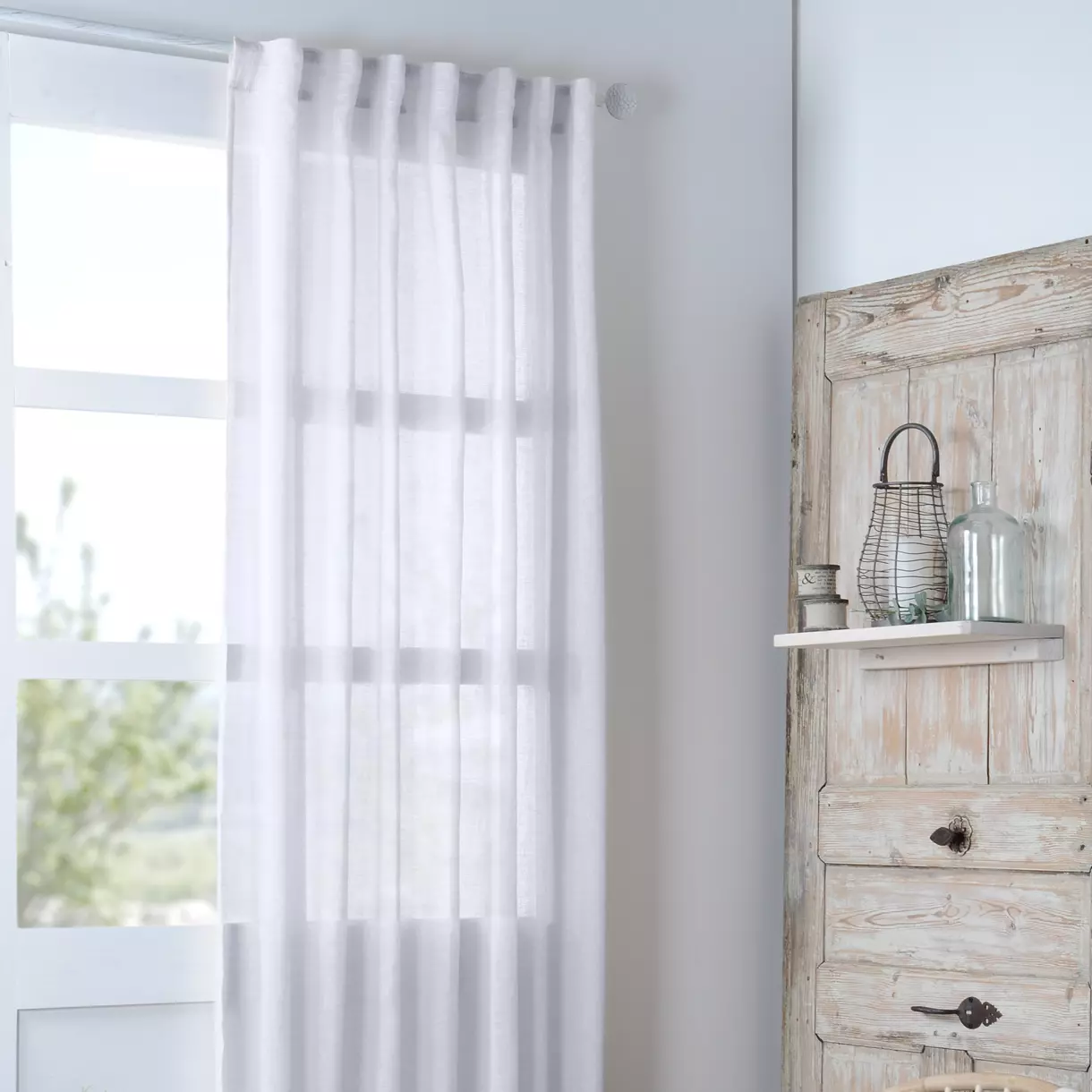 eminza Voilage galon fronceur (140 x 260 cm) Madrid Blanc