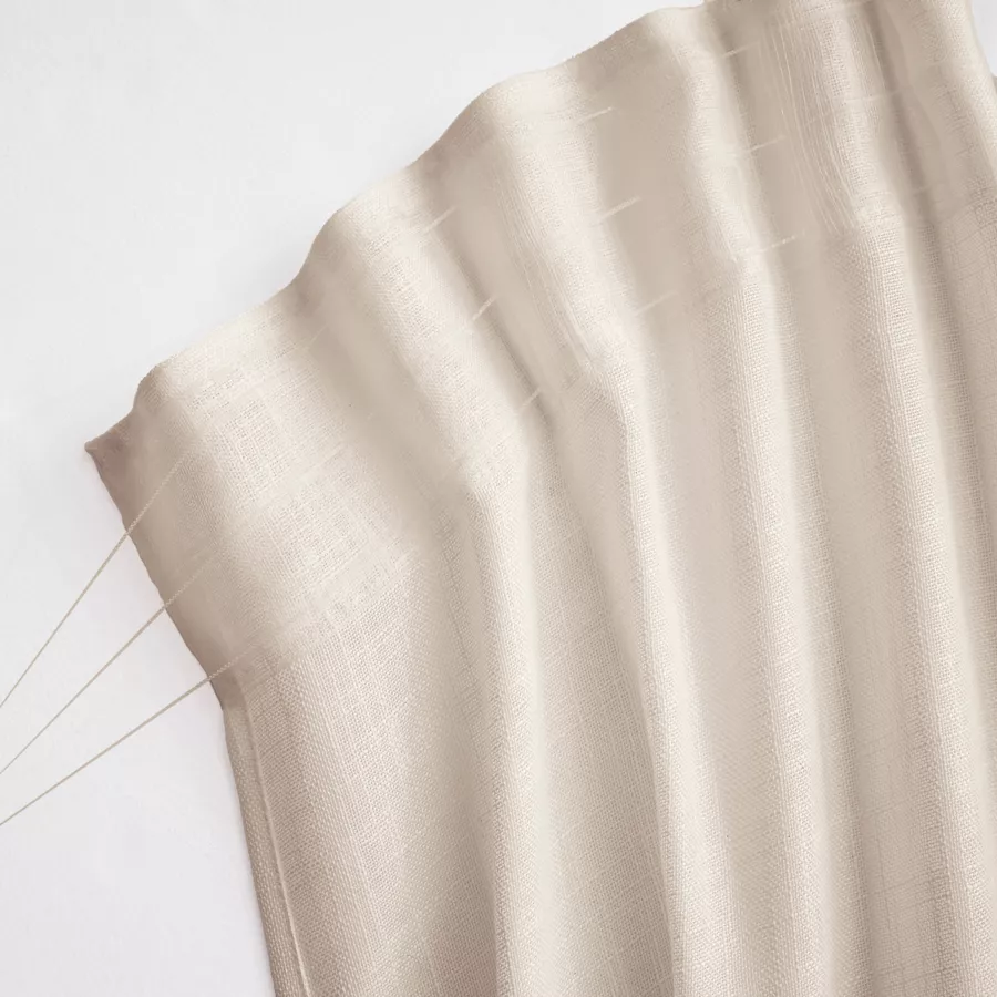 Eminza Voilage Galon Fronceur Effet Lin (140 X 240 Cm) Robin Beige