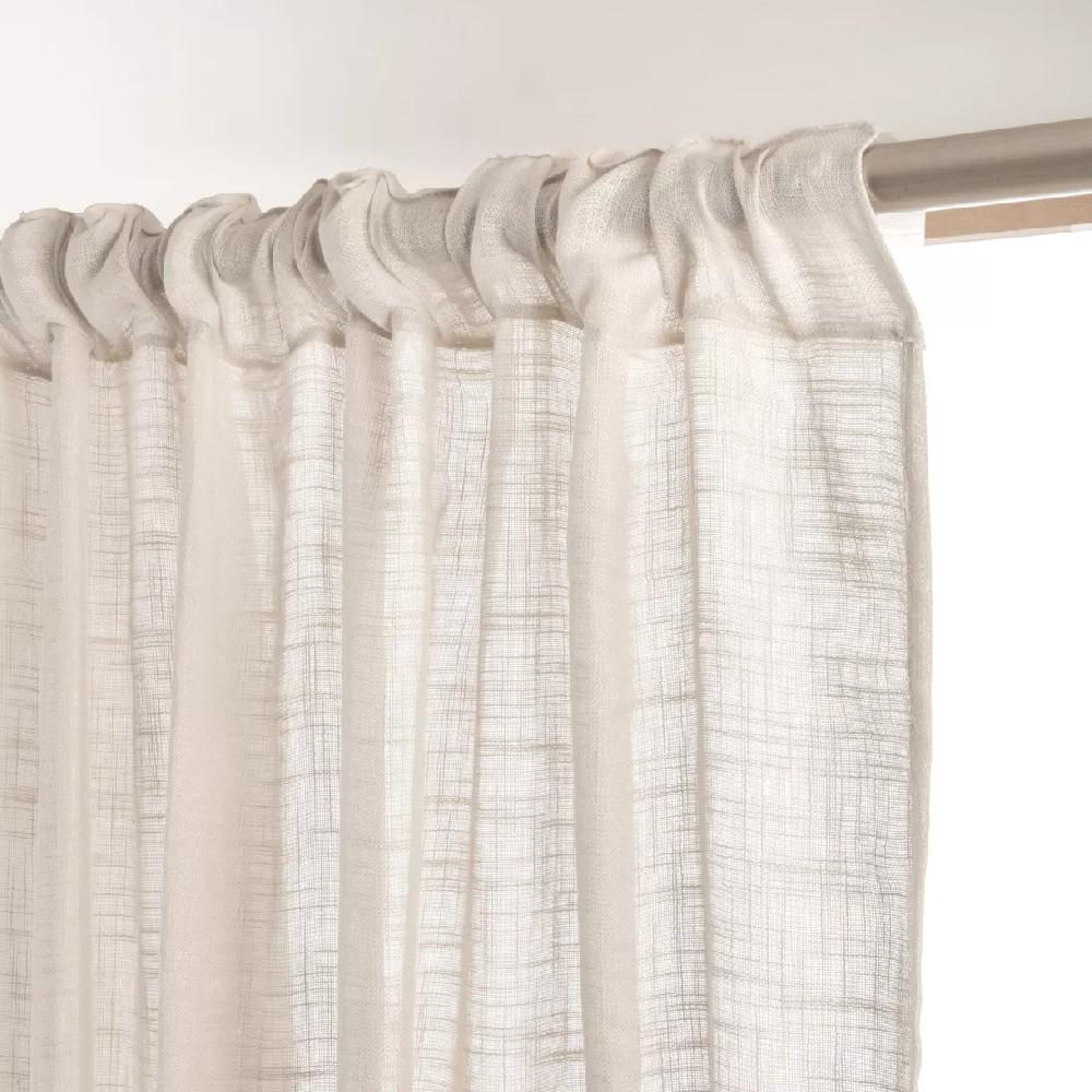 eminza Voilage galon fronceur effet lin (140 x 240 cm) Robin Beige