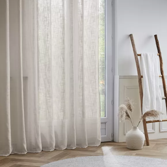 Eminza Voilage Galon Fronceur Effet Lin (280 X 240 Cm) Robin Beige