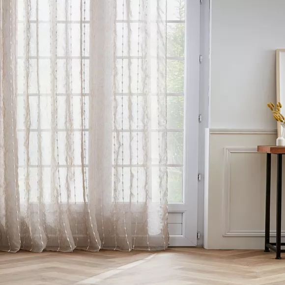 Eminza Voilage Galon Fronceur Pompons (280 X 240 Cm) Axel Beige