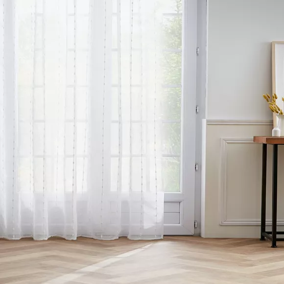 Eminza Voilage Galon Fronceur Pompons (280 X 240 Cm) Axel Blanc