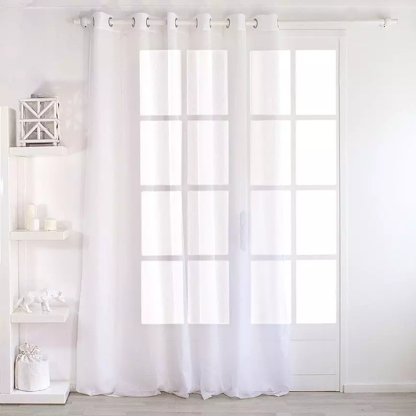 eminza Voilage grande largeur œillets (240 x 240 cm) Dolly Blanc