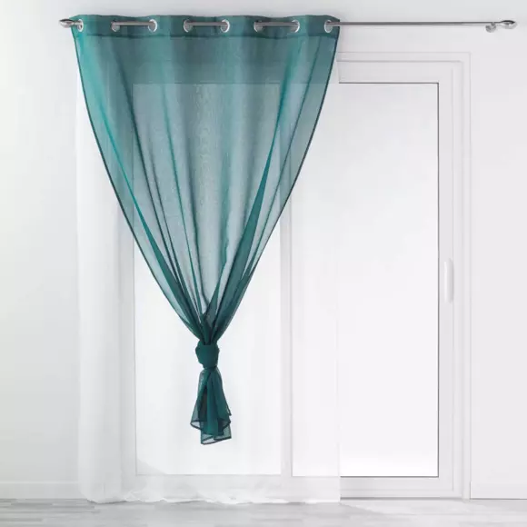 Eminza Voilage œillets (140 X 240 Cm) Duetto Bleu Pétrole Et Blanc