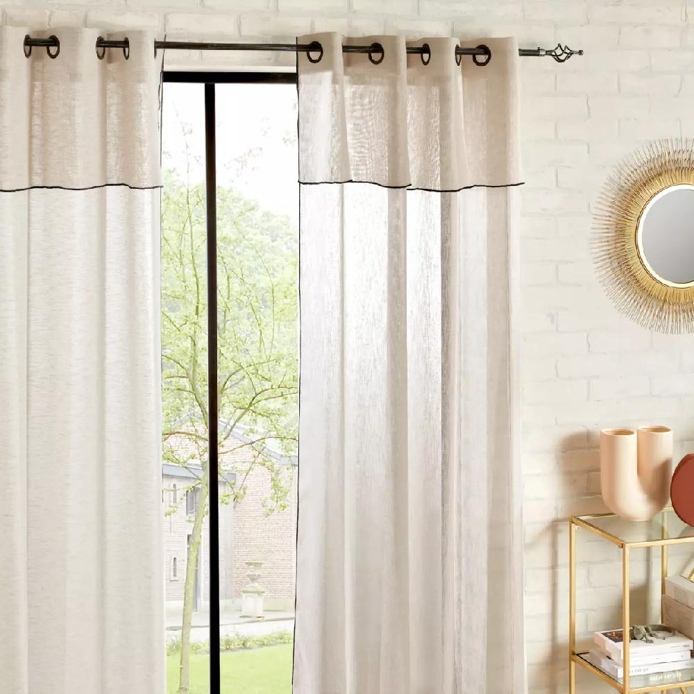 eminza Voilage oeillets à volant (140 x 240 cm) Fred Beige