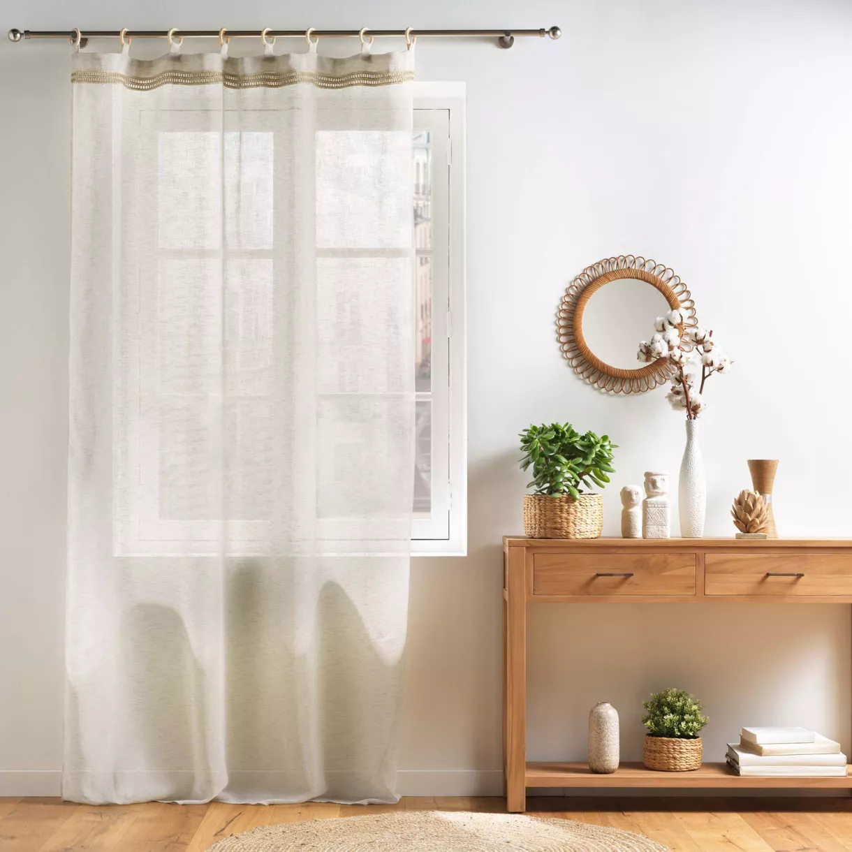 eminza Voilage œillets bois (140 x 240 cm) Mileo Beige
