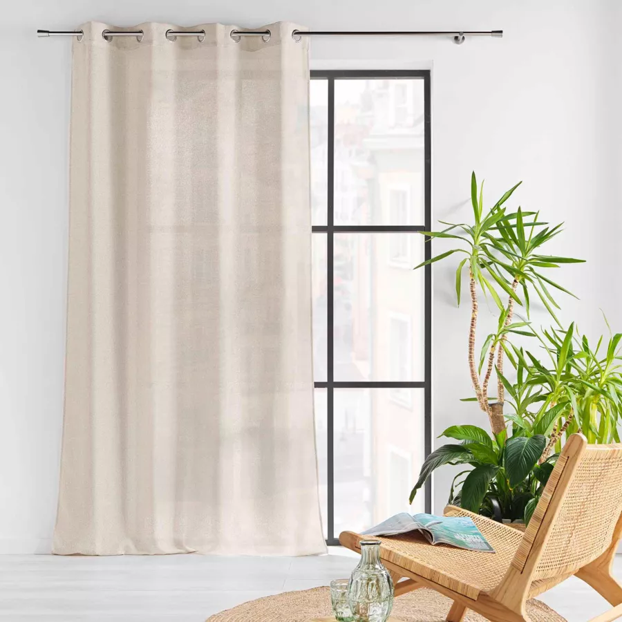 Eminza Voilage œillets Effet Lainage (140 X 280 Cm) Loulaine Beige