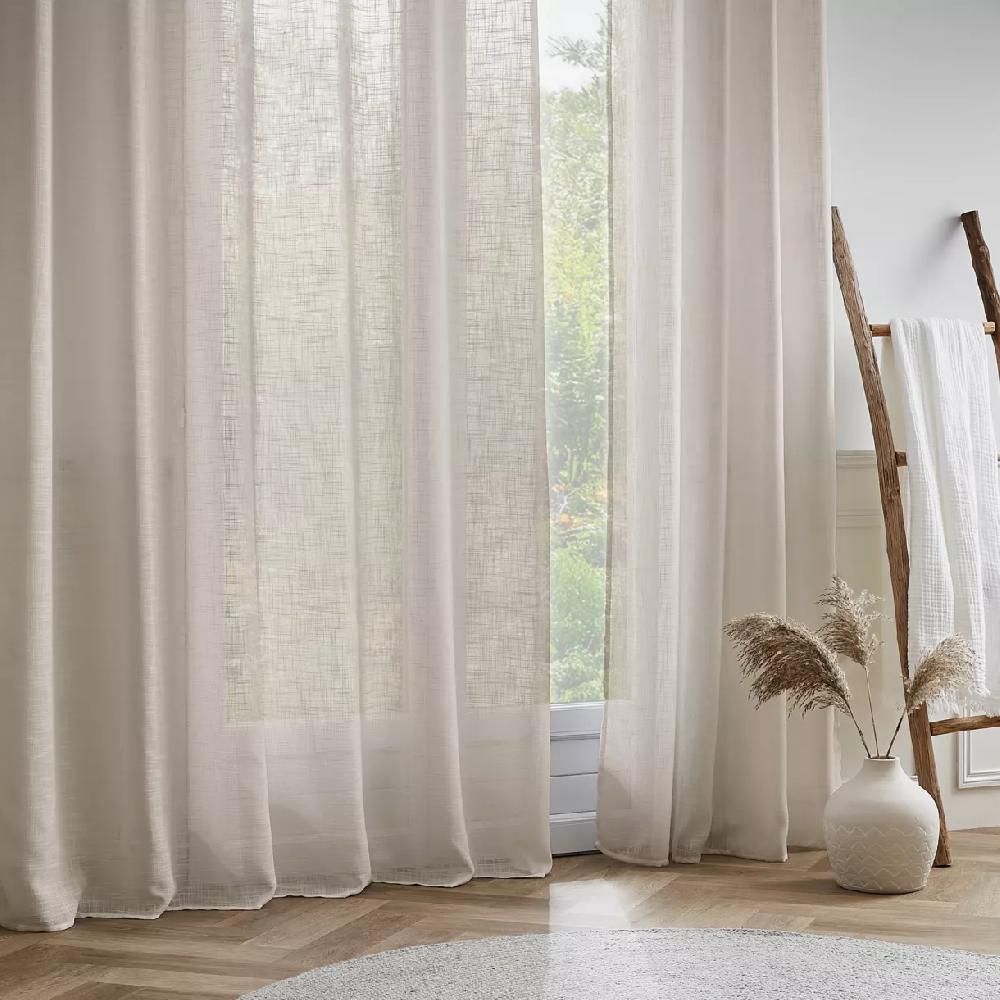 eminza Voilage œillets effet lin (180 x 240 cm) Robin Beige