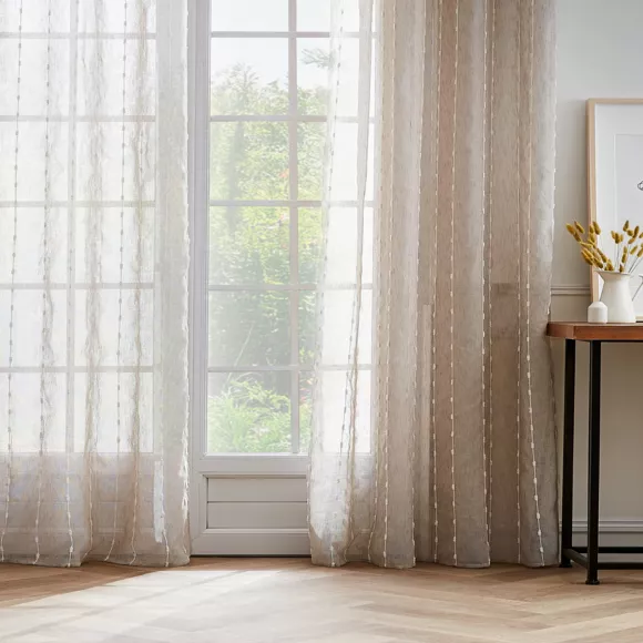 Eminza Voilage œillets Pompons (140 X 240 Cm) Axel Beige