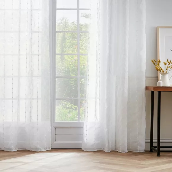Eminza Voilage œillets Pompons (140 X 240 Cm) Axel Blanc