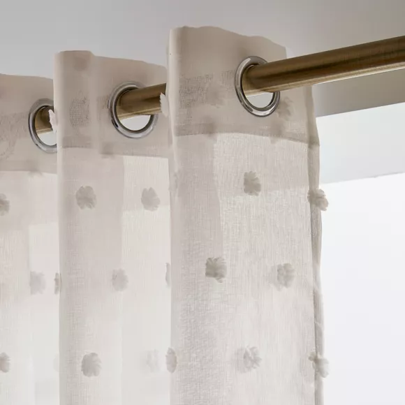 Eminza Voilage Oeillets Pompons (140 X 240 Cm) Emie Beige