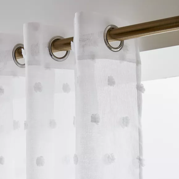 Eminza Voilage Oeillets Pompons (140 X 240 Cm) Emie Blanc