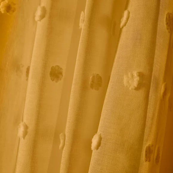 Eminza Voilage Oeillets Pompons (140 X 240 Cm) Emie Jaune Moutarde