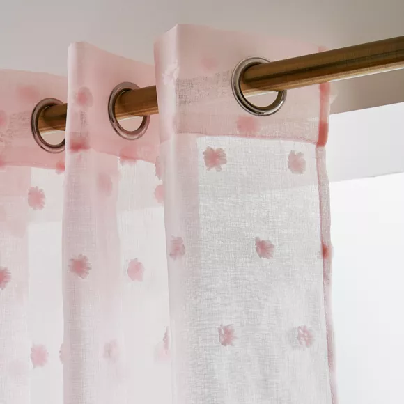 Eminza Voilage Oeillets Pompons (140 X 240 Cm) Emie Rose