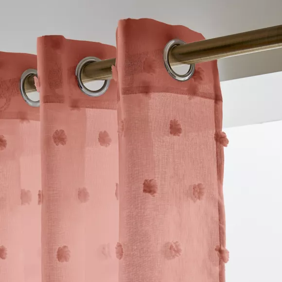 Eminza Voilage Oeillets Pompons (140 X 240 Cm) Emie Terracotta