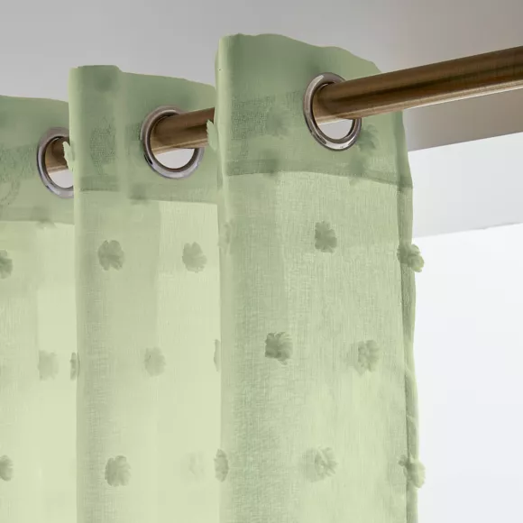 Eminza Voilage Oeillets Pompons (140 X 240 Cm) Emie Vert D'eau