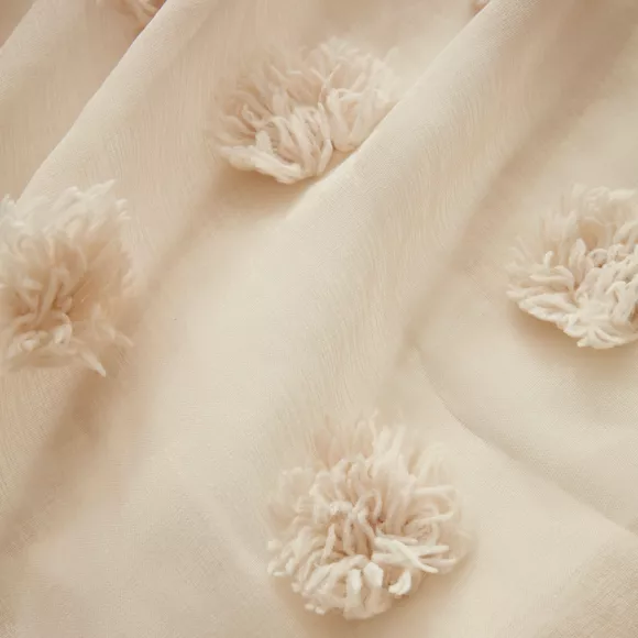 Eminza Voilage Oeillets Pompons (140 X 280 Cm) Suzie Beige