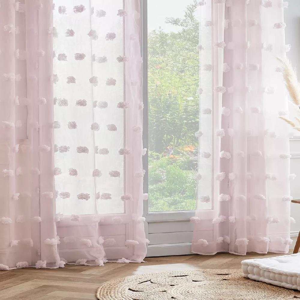 eminza Voilage oeillets pompons (140 x 280 cm) Suzie Rose