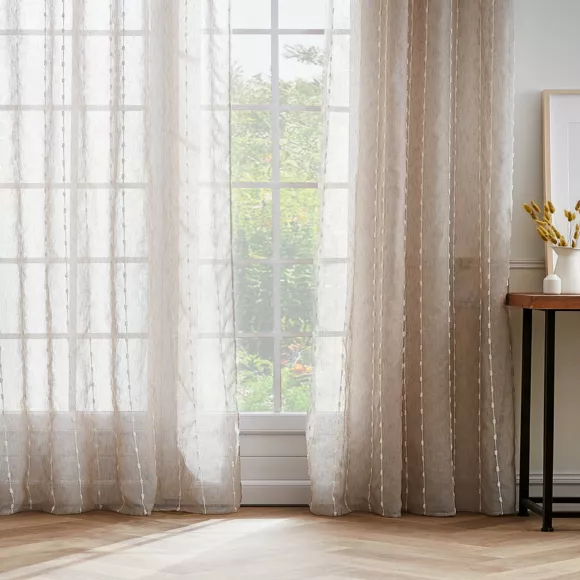 Eminza Voilage œillets Pompons (180 X 240 Cm) Axel Beige