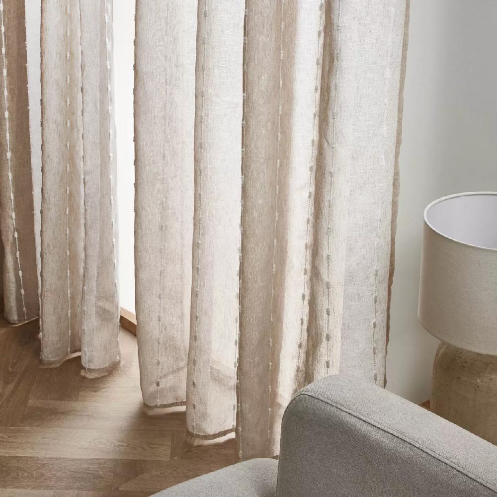 eminza Voilage œillets pompons (180 x 240 cm) Axel Beige